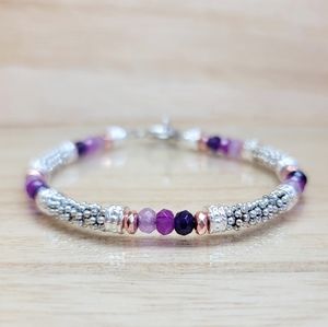 Purple Ombre Beaded Gemstone Toggle Bracelet